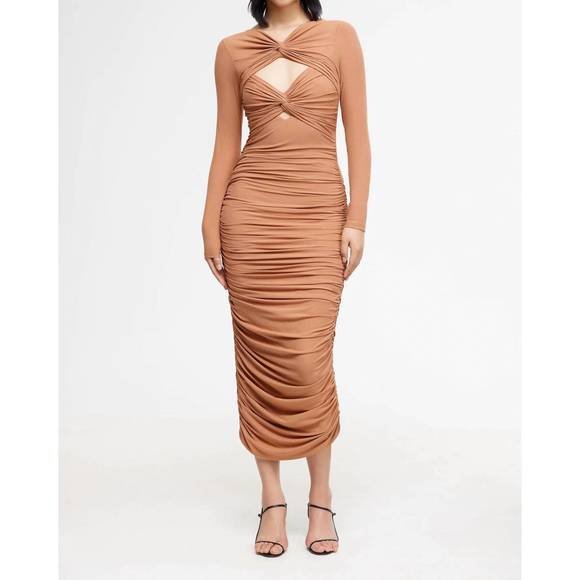 NEW ACLER redland midi dress in cocoa brown